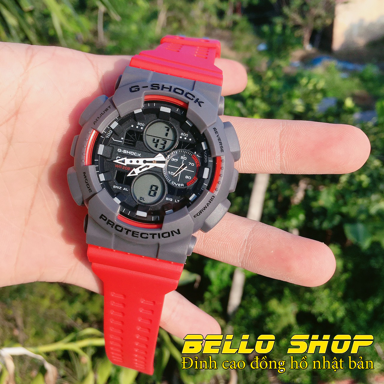 Đồng hồ nam G-Shock GA140 ĐỎ XÁM thể thao nam nữ, Chống nước 200M,Tặng kèm pin dự phòng, Bảo hành 12 tháng  - BELLO STORE
