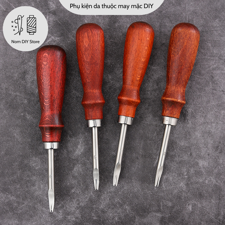 Cây tỉa gọt viền da chui gỗ 4 size dụng cụ làm da túi xách bóp ví thủ công handmade diy