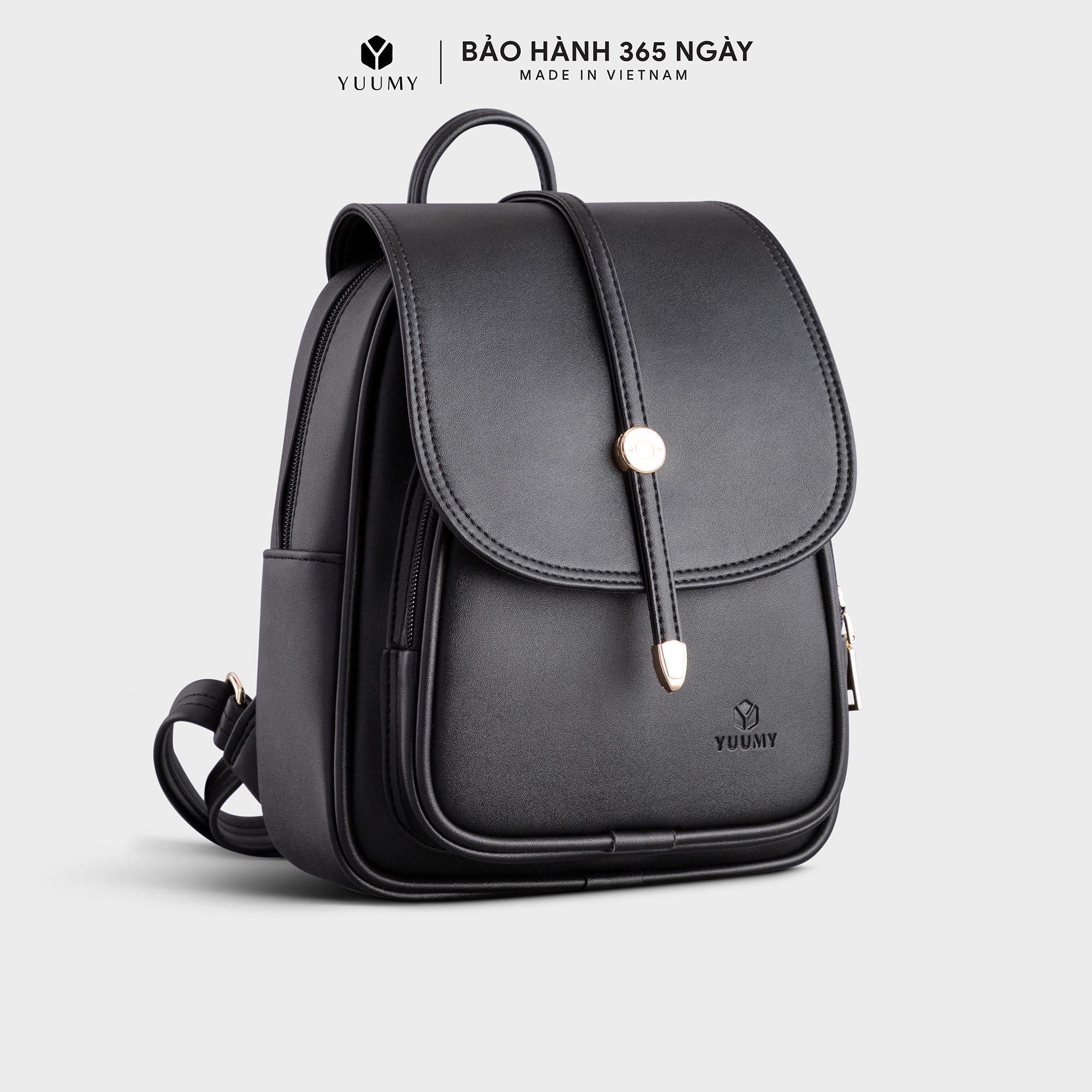 Balo nữ mini nắp gập viền chỉ nổi yuumy seasand yba48