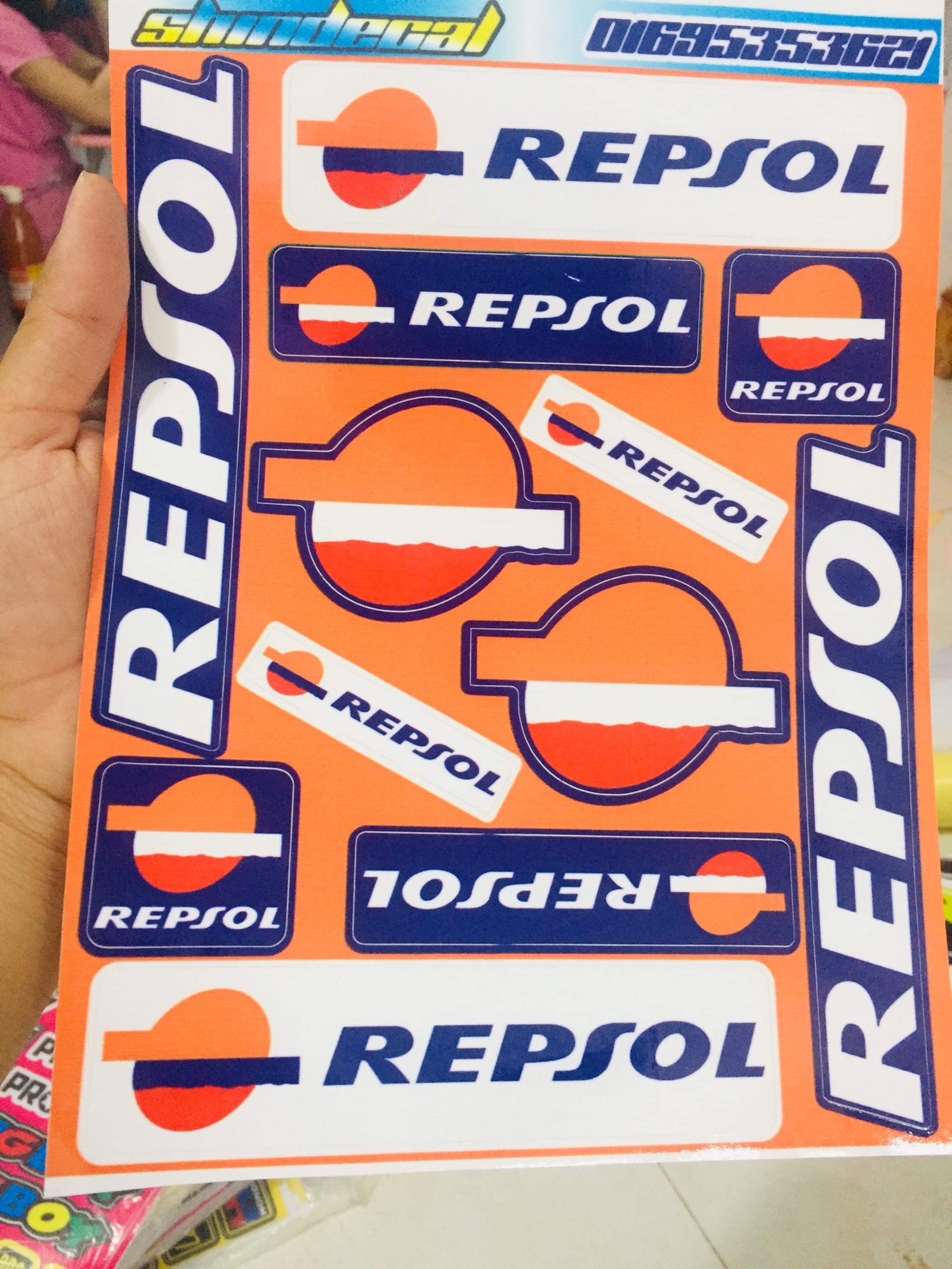 Combo logo tem decal tấm repsol khổ A4
