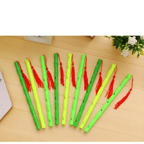 Bút sáo trúc cổ trang tua rua đỏ bút viết bi gel phong cách cổ trang