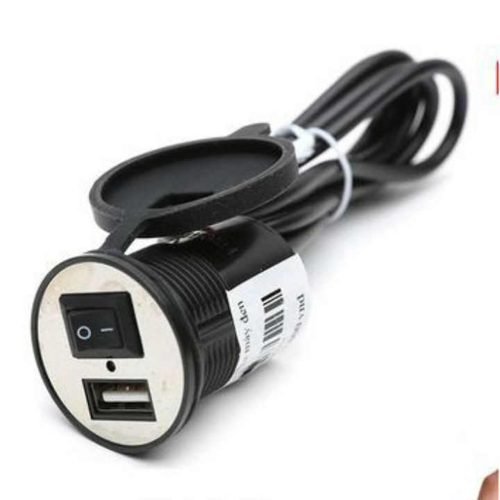 Bộ Sạc Xe Máy 1 Usb 1A Có Công Tắc Và Nắp Đậy Cao Sau Chống Nước