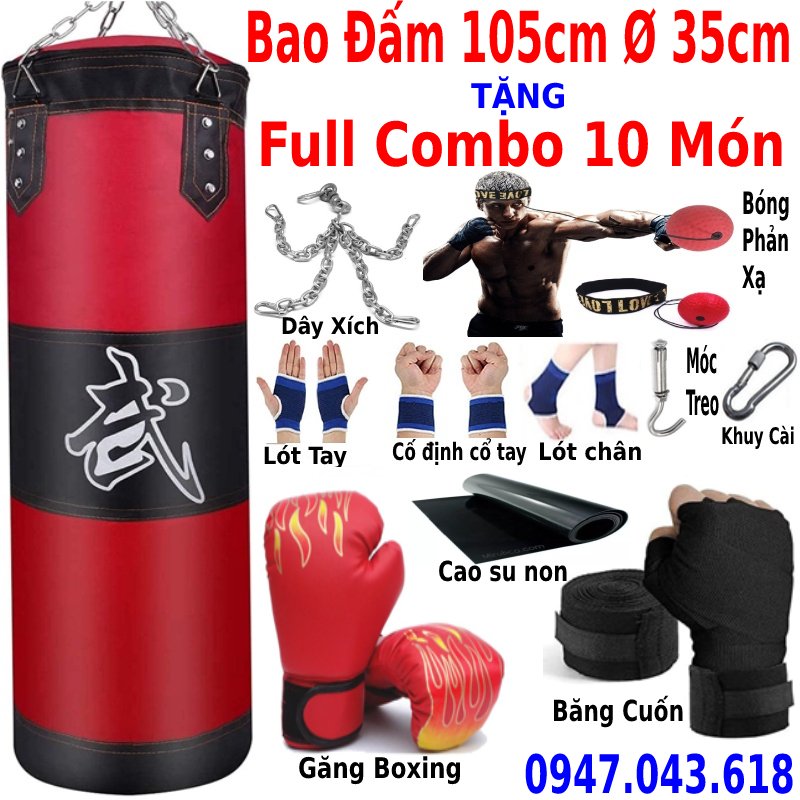 vỏ bao cát da kamat 2 lớp dùng cho đấm bốc boxing mma + Găng tay mma hở ngón walon chính hãng + băng đa, vỏ bao cát độ bền trên 5 năm