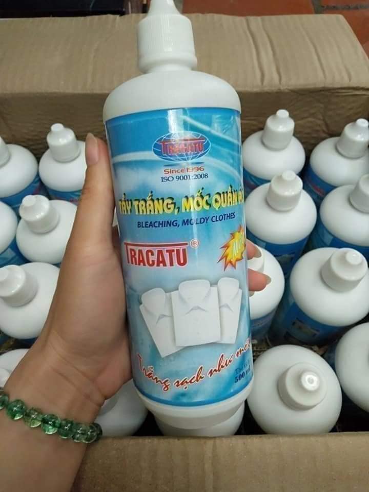Chai tẩy mốc quần áo tracatu 500ml, tẩy trắng quần áo bị ố, mốc, bẩn, lem màu