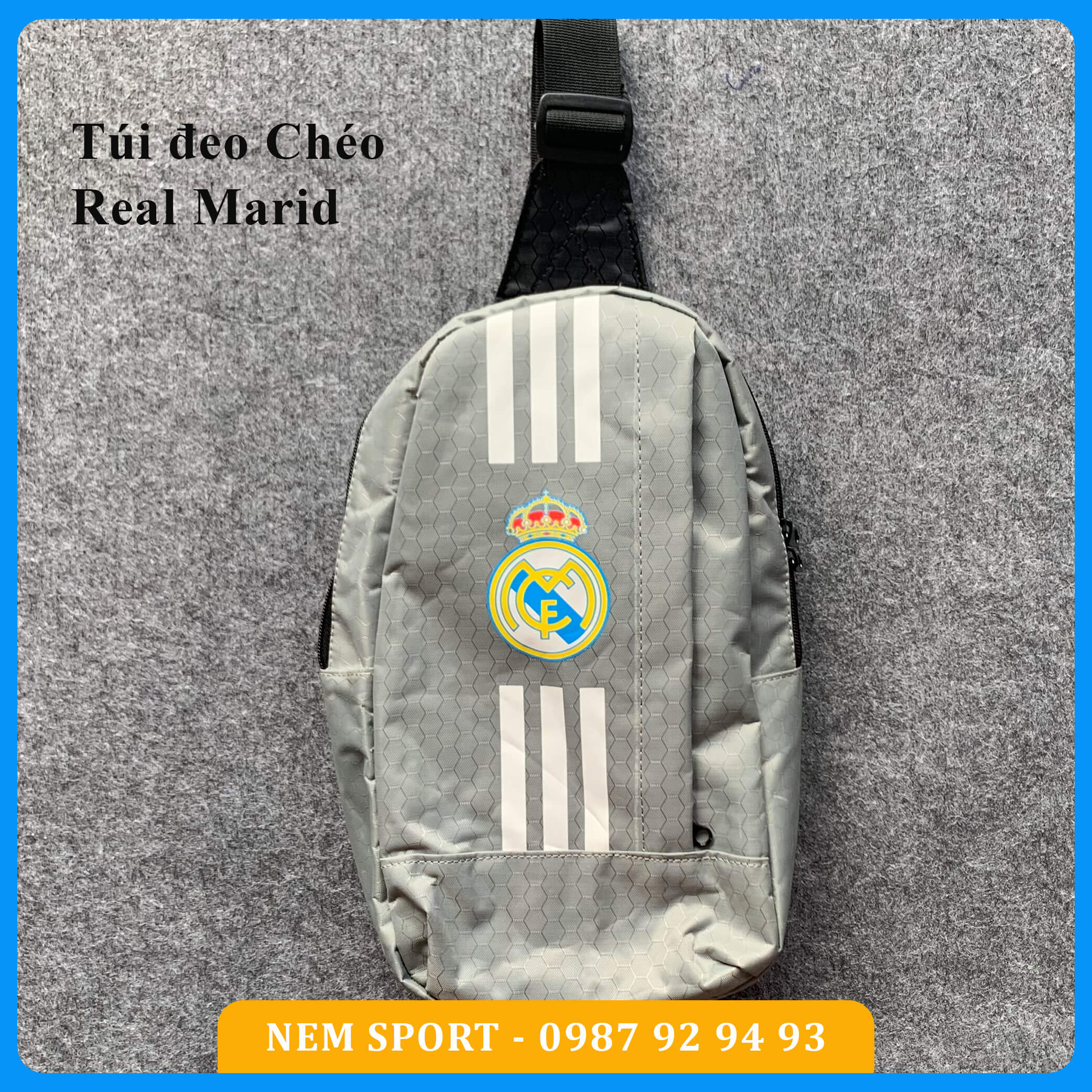 Túi đeo chéo nam clb real marid xám đẹp