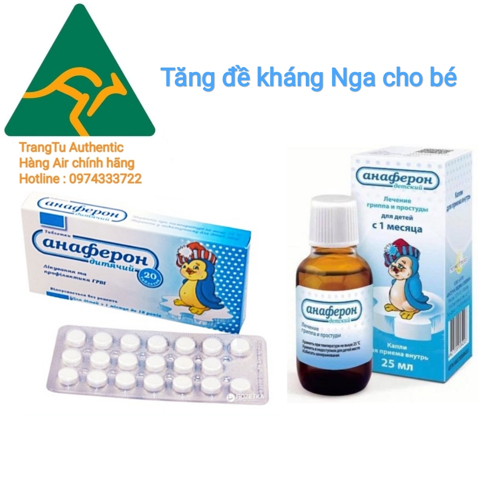 Tăng đề kháng Nga Ana.feron chim cánh cụt dạng viên và siro cho bé từ 1 tháng tuổi