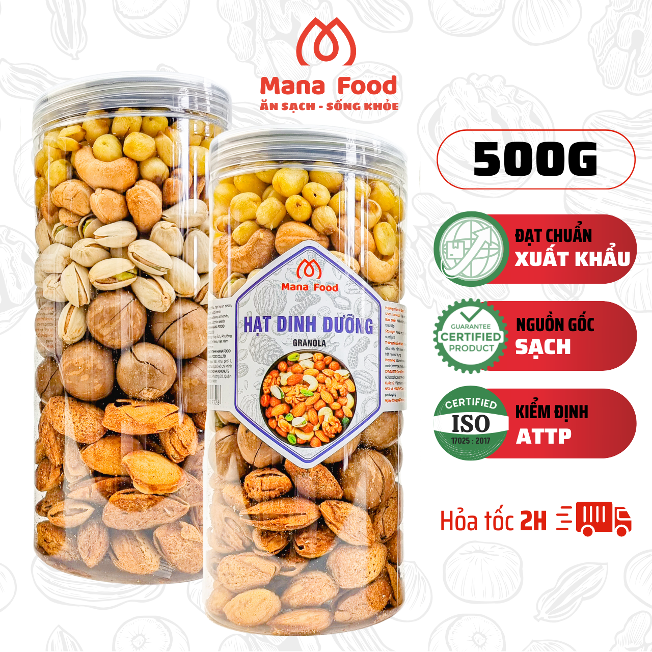 Mix 5 hạt dinh dưỡng mana food, hạt dinh dưỡng mix | vsattp - hạt bùi béo - chất lượng - 500g