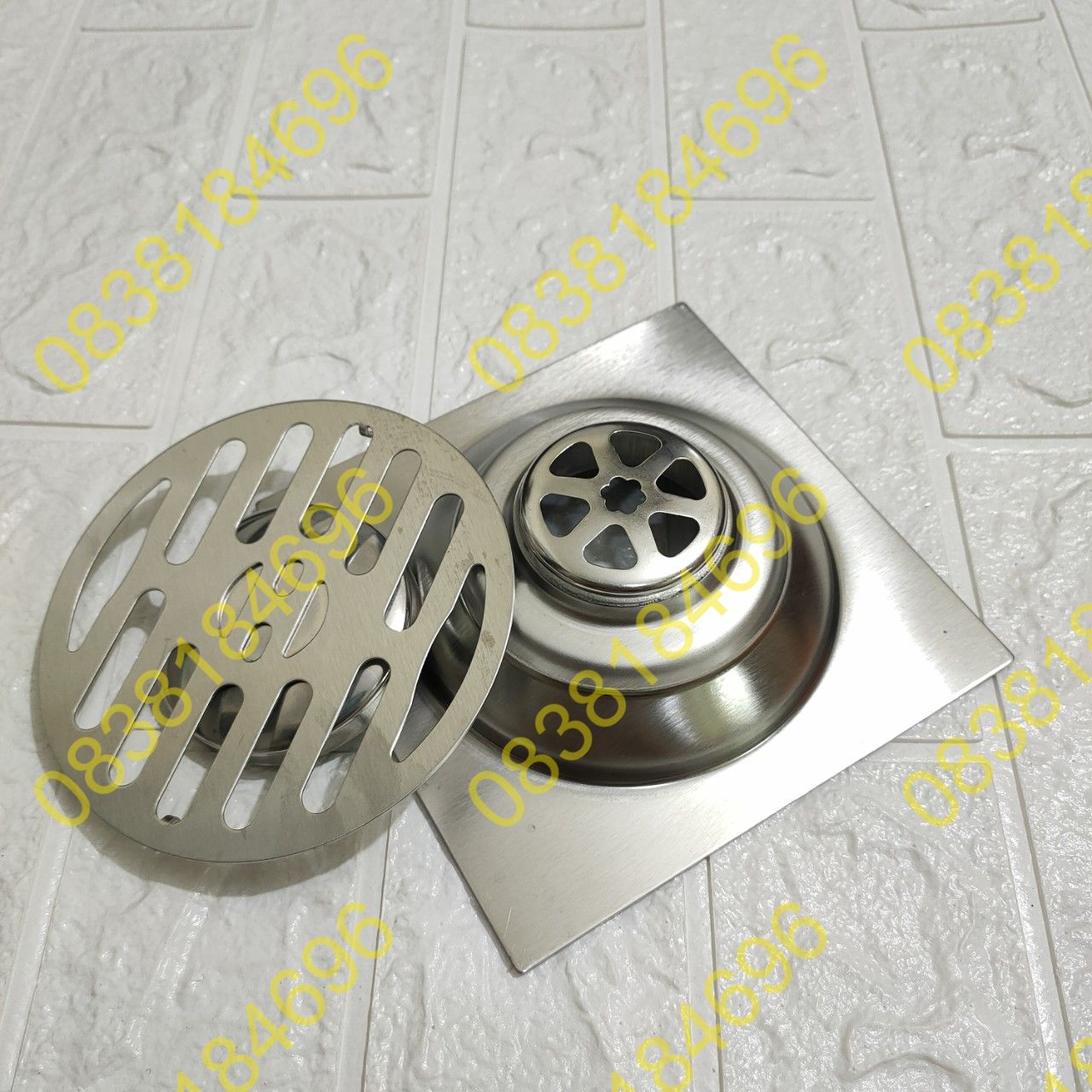 Thoát sàn ngăn mùi phòng tắm inox 304 bóng 15x15 60mm dày và đẹp lược rác 15 x 15 phi 60mm 15/15 ống thoát 60mm