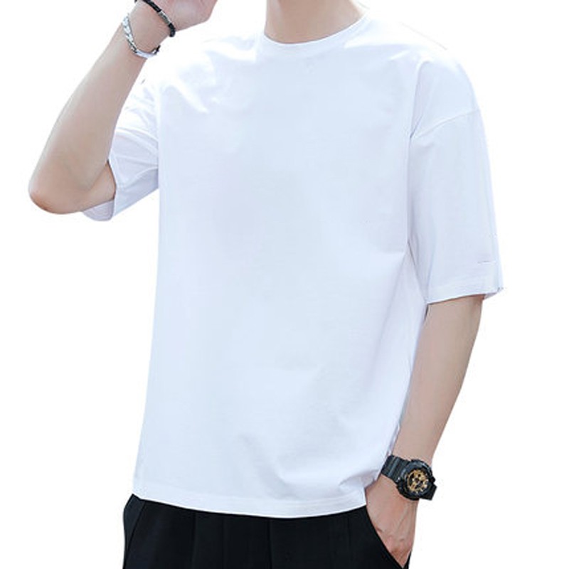 Áo thun tay lỡ form rộng Unisex trơn trắng đen freesize