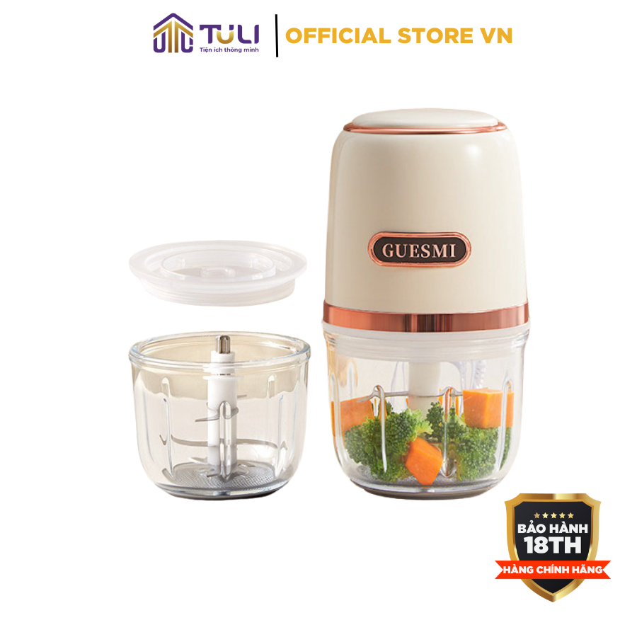 Máy xay ăn dặm cho bé mini đa năng 2 cối 0.3L TULI TL-C08K1, 8 Lưỡi dao inox, xay thực phẩm, cháo, rau củ, BH 18 tháng