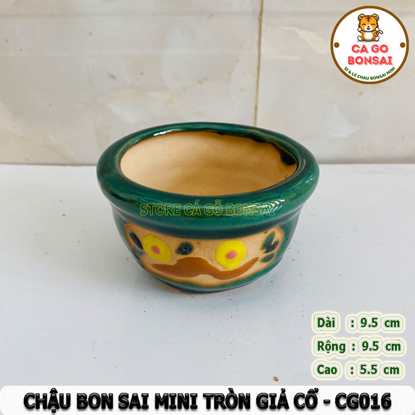 Chậu bonsai mini tròn giả cổ - cg016
