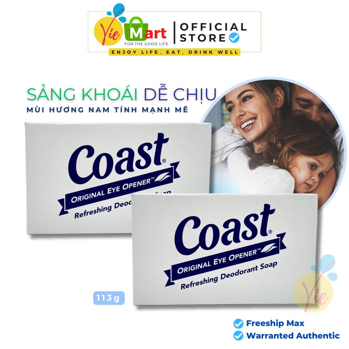 Xà phòng COAST Mỹ - Coast Original Eye Opener hương thơm dễ chịu, tươi mát