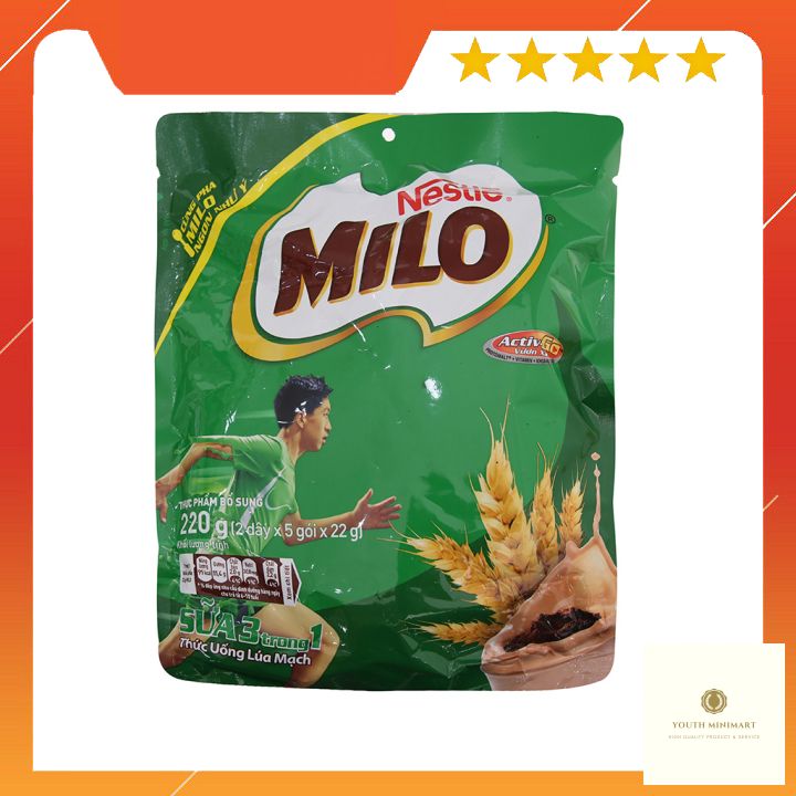 Thức uống lúa mạch Milo 3in1 gói 220g