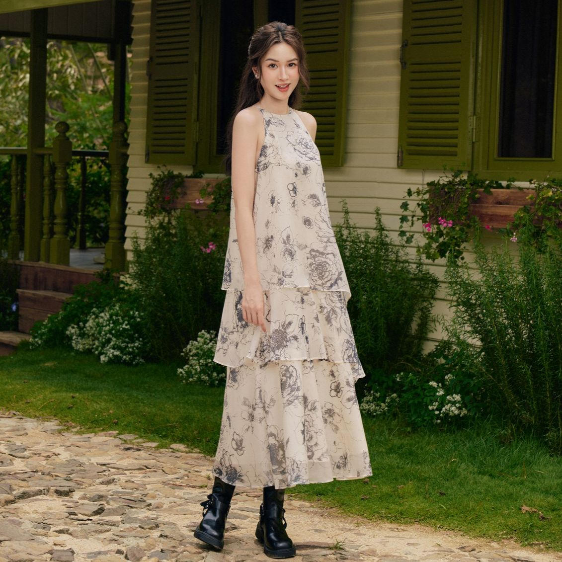 OLV - Đầm maxi hoa cổ yếm đi chơi Lorelei Fleur Dress