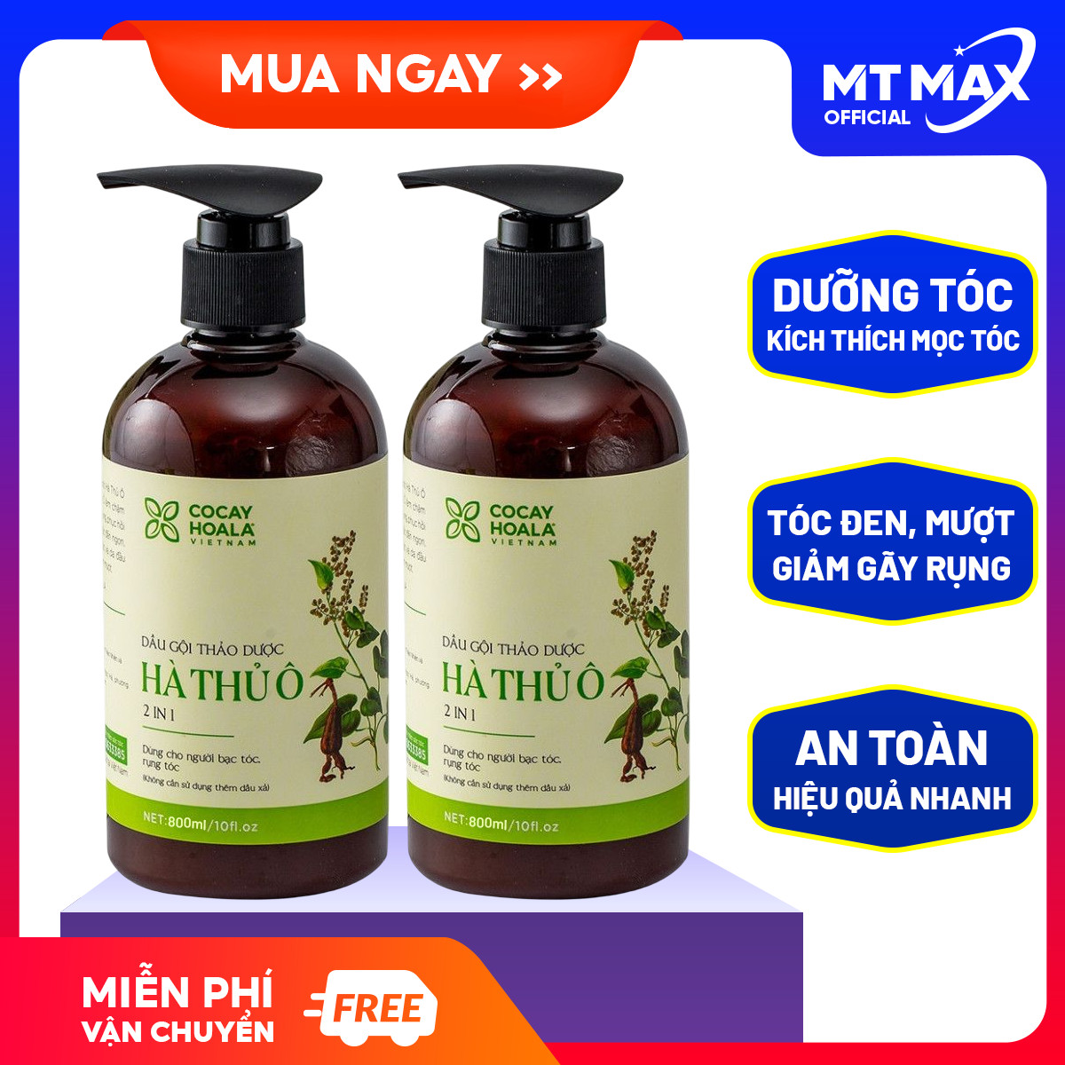 Dầu gội Hà Thủ Ô 800ml giảm rụng tóc, giảm bạc tóc, kích thích mọc tóc, Dầu gội thảo dược Hà Thủ Ô, Dầu gội kích thích mọc móc, Dầu gội thảo dược Hà Thủ Ô