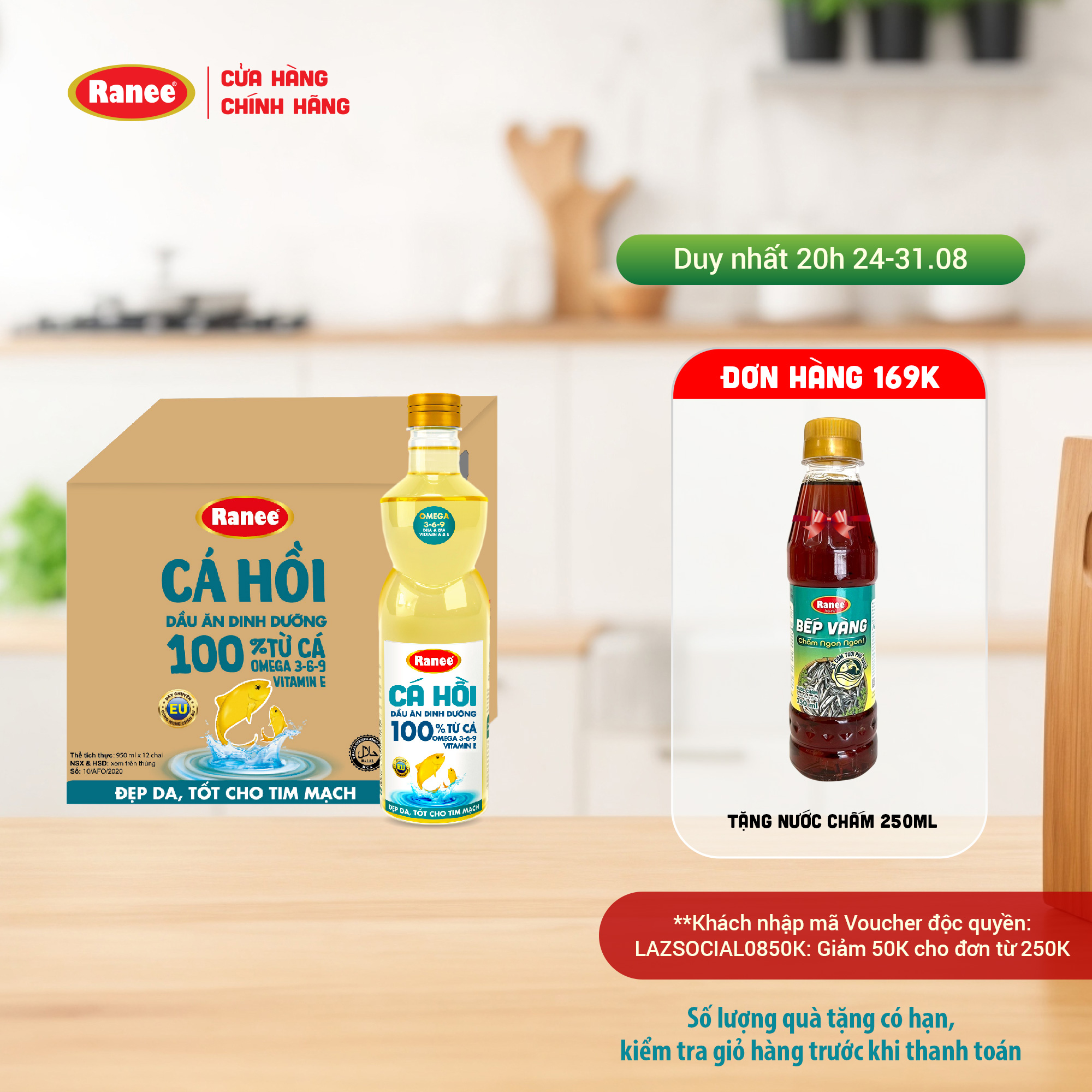 Thùng dầu ăn ranee cá hồi 950ml