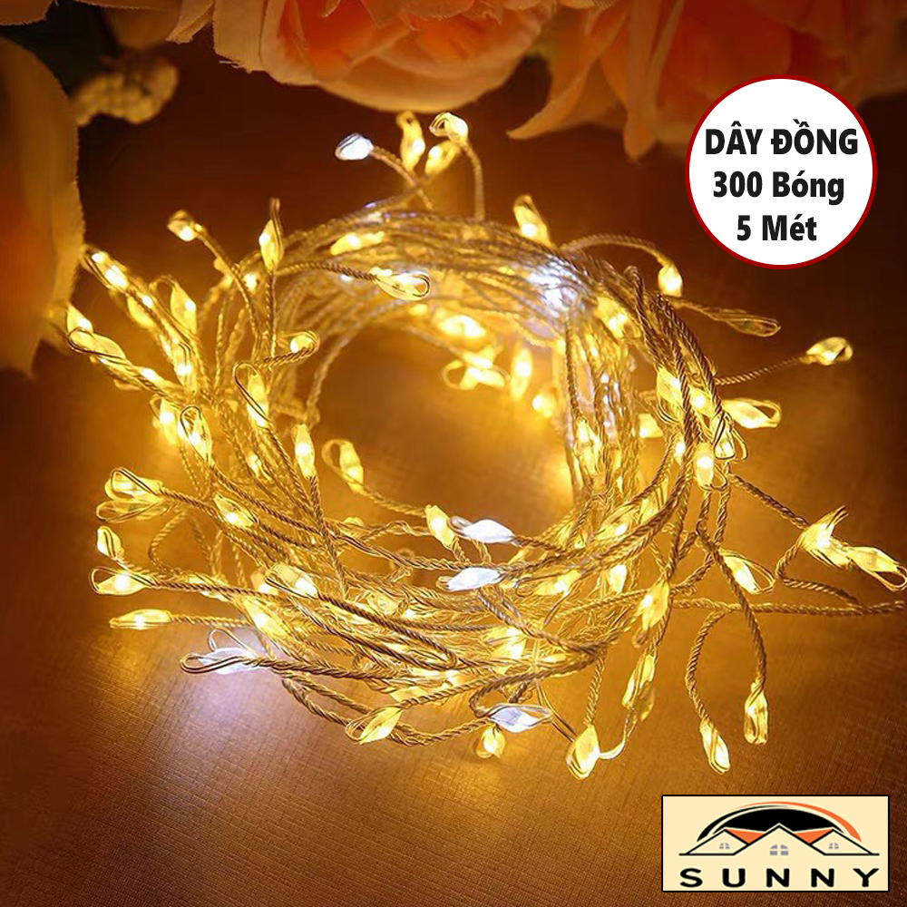 Dây đèn led trang trí đom đóm dây đồng - đèn fairy light, đèn trang trí decor phòng ngủ quán cà phê, đèn hoa nhí trang trí gia dụng sunny