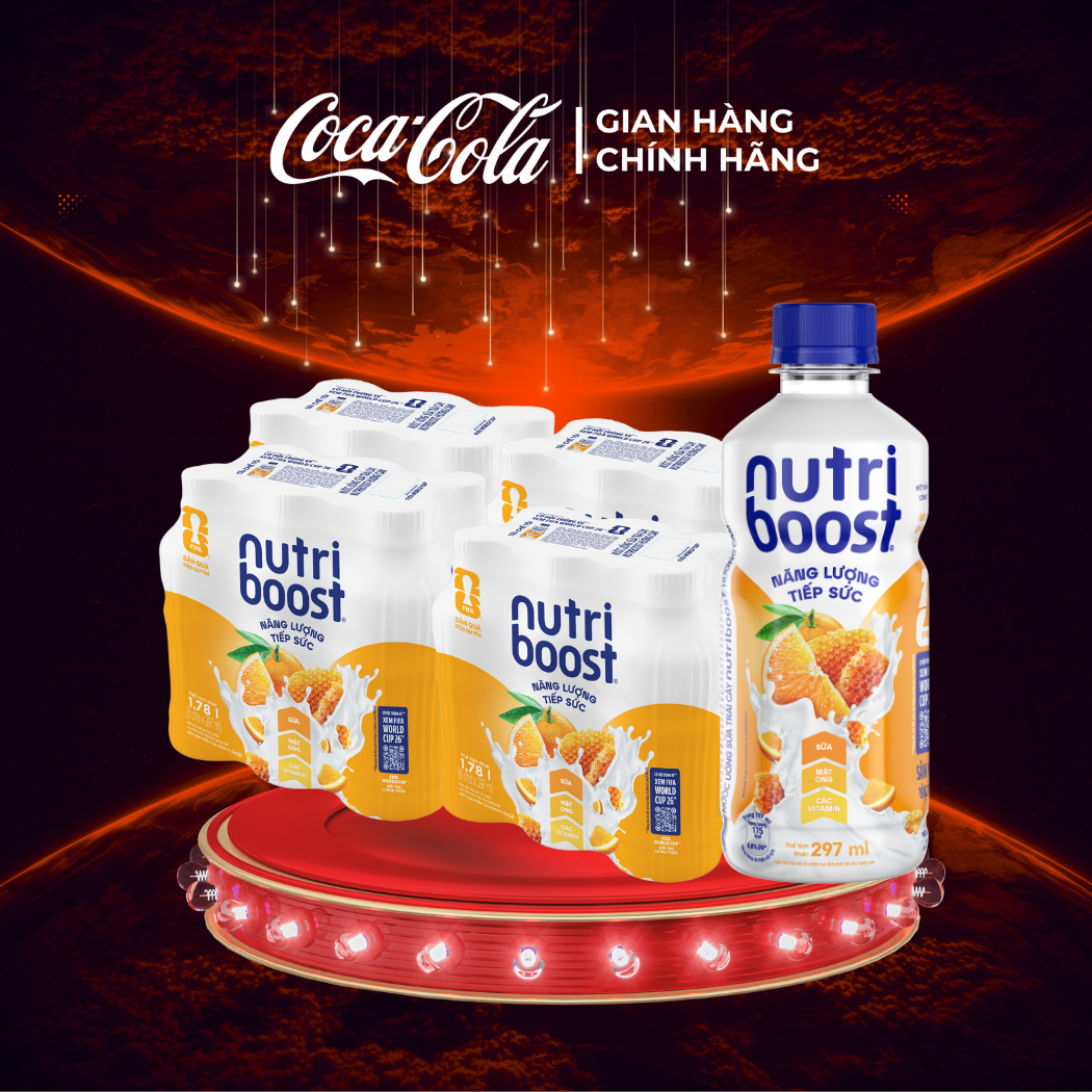 [SIÊU SALE ] Lốc 24 Chai Thực phẩm bổ sung Nước uống sữa trái cây Nutriboost hương cam 297ml/Chai Sale 8.8 Coca-Cola Chính Hãng_LD