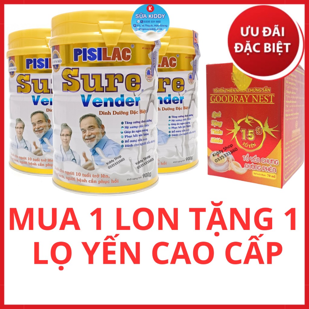 Sữa PISILAC Sure Vender dinh dưỡng đặc biệt cho người ăn uống kém, người bệnh cần hồi phục lon 900g (kiddy1234)
