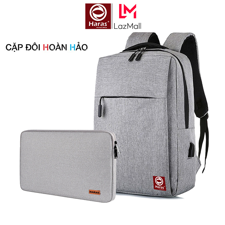 Combo Balo Laptop Có Cáp Sạc Và Túi Chống Sốc Bảo Vệ Máy Tính HARAS HR237TC001