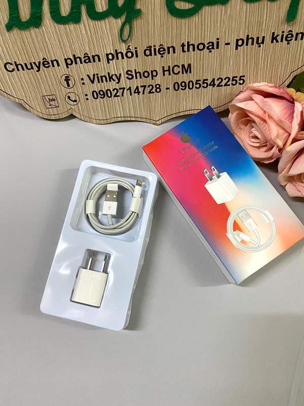 Bộ cốc sạc và dây cáp sạc cho Iphone X có hộp Bảo hành 6 tháng chống cháy nổ