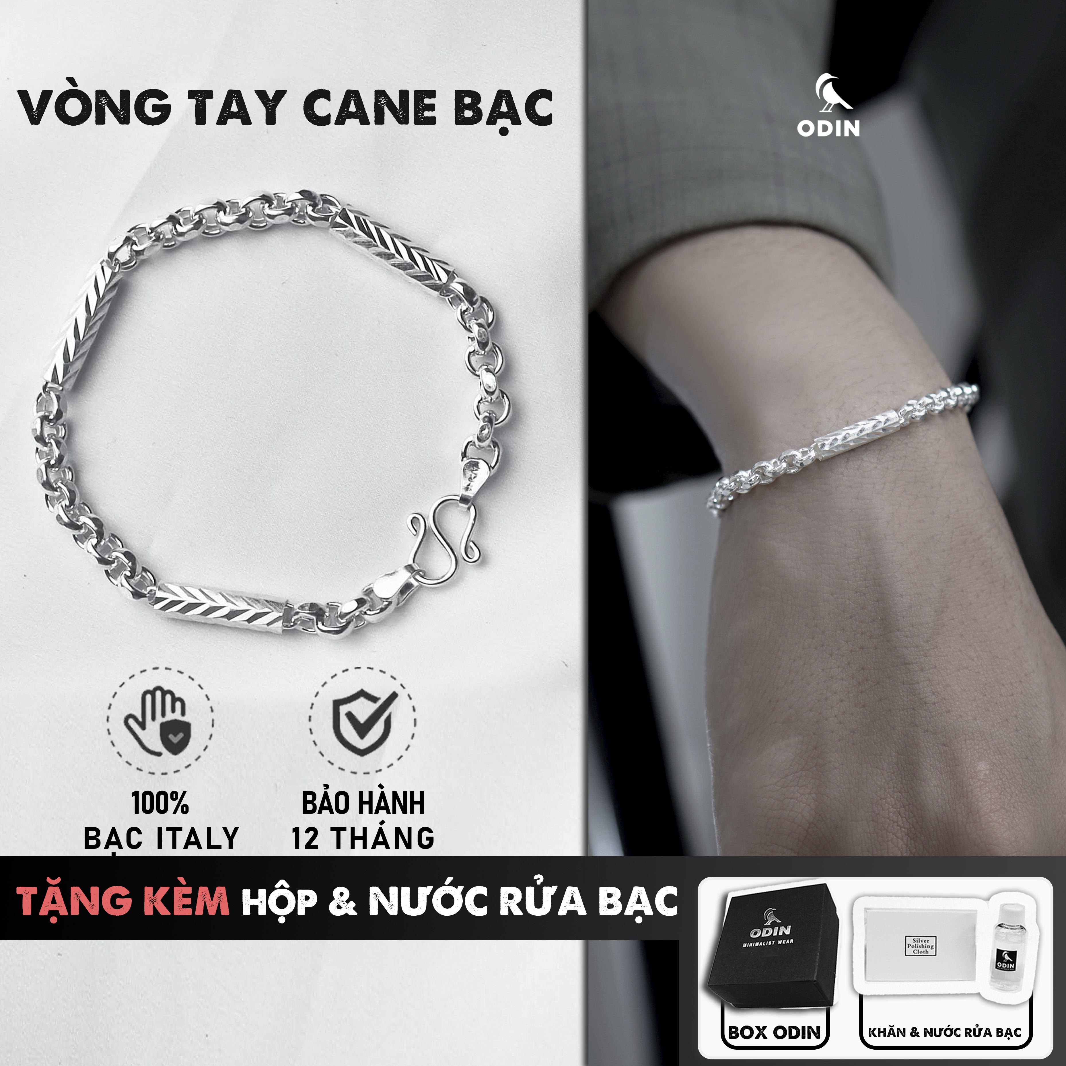  Vòng tay Cane Bạc S925 đốt trúc phong cách cổ điển & thanh lịch - Tặng kèm NƯỚC RỬA BẠC 
