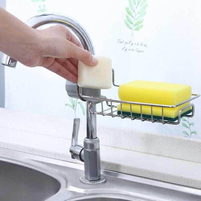 Khay Giả Inox Để Đồ Bồn Rửa Chén Kệ Kim Loại Đựng Giẻ Rửa Chén Gắn Vòi Rửa Bát Cực HOT