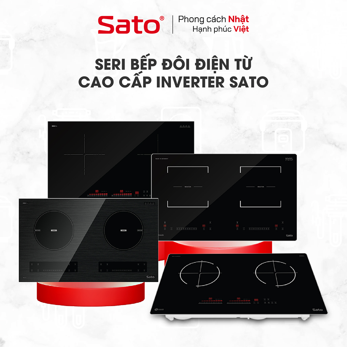 Seri bếp đôi điện từ cao cấp invter Sato