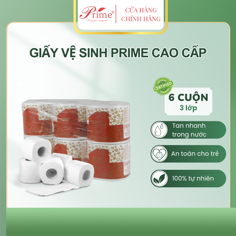 COMBO 2 DÂY GIẤY VỆ SINH CAO CẤP PRIME SPECIAL LOẠI 6 CUỘN CÕ LÕI 100% BỘT GIẤY NGUYÊN CHẤT || TOILET PAPER