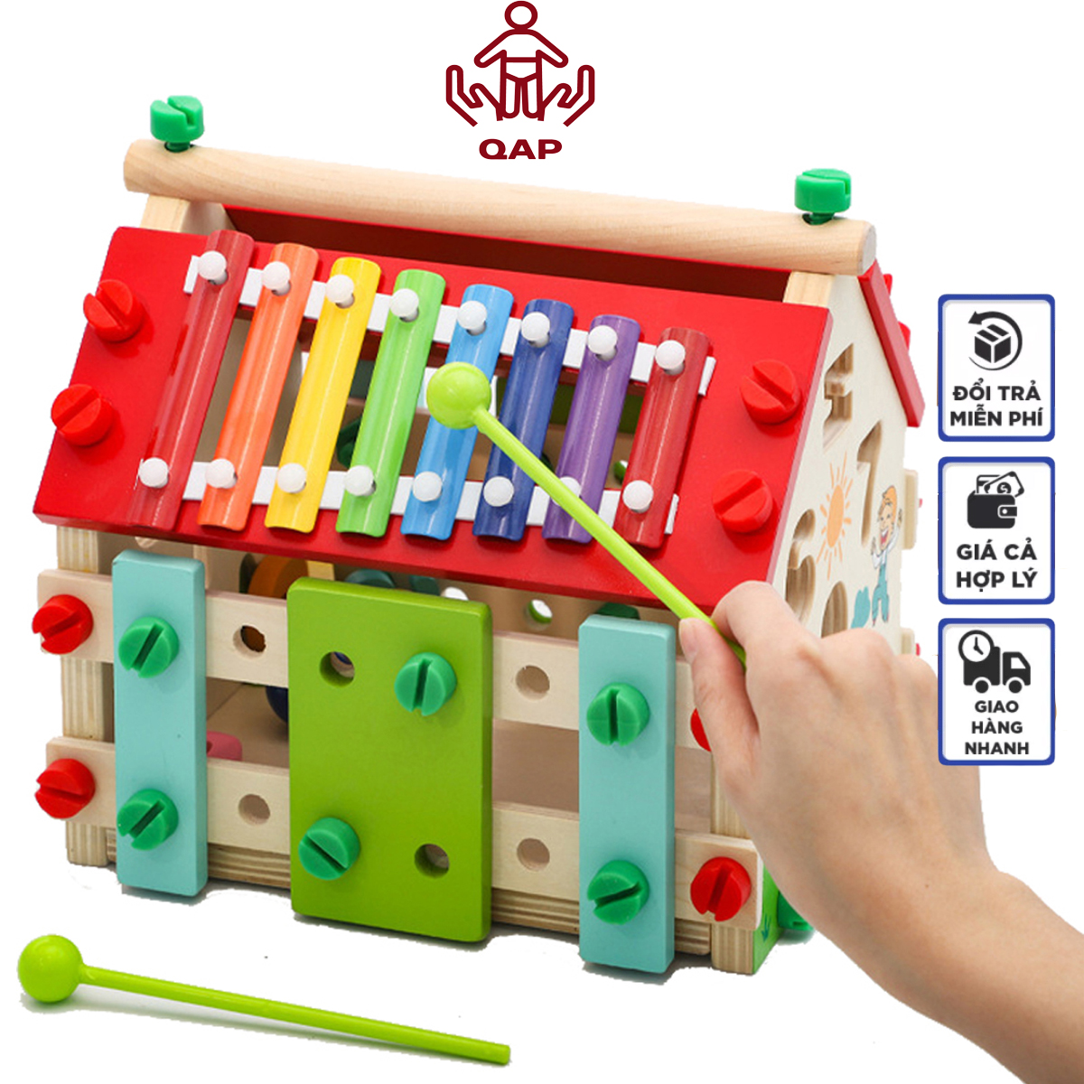 Ngôi nhà gỗ đa năng-QAP. nhà gỗ kèm piano 8 âm, thả số, đập bóng