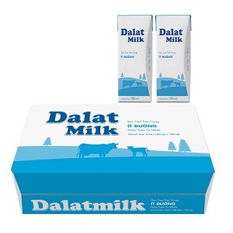 Sữa tươi Dalatmilk ít/ Có/ Không đường hộp 180ml thùng 48 hộp