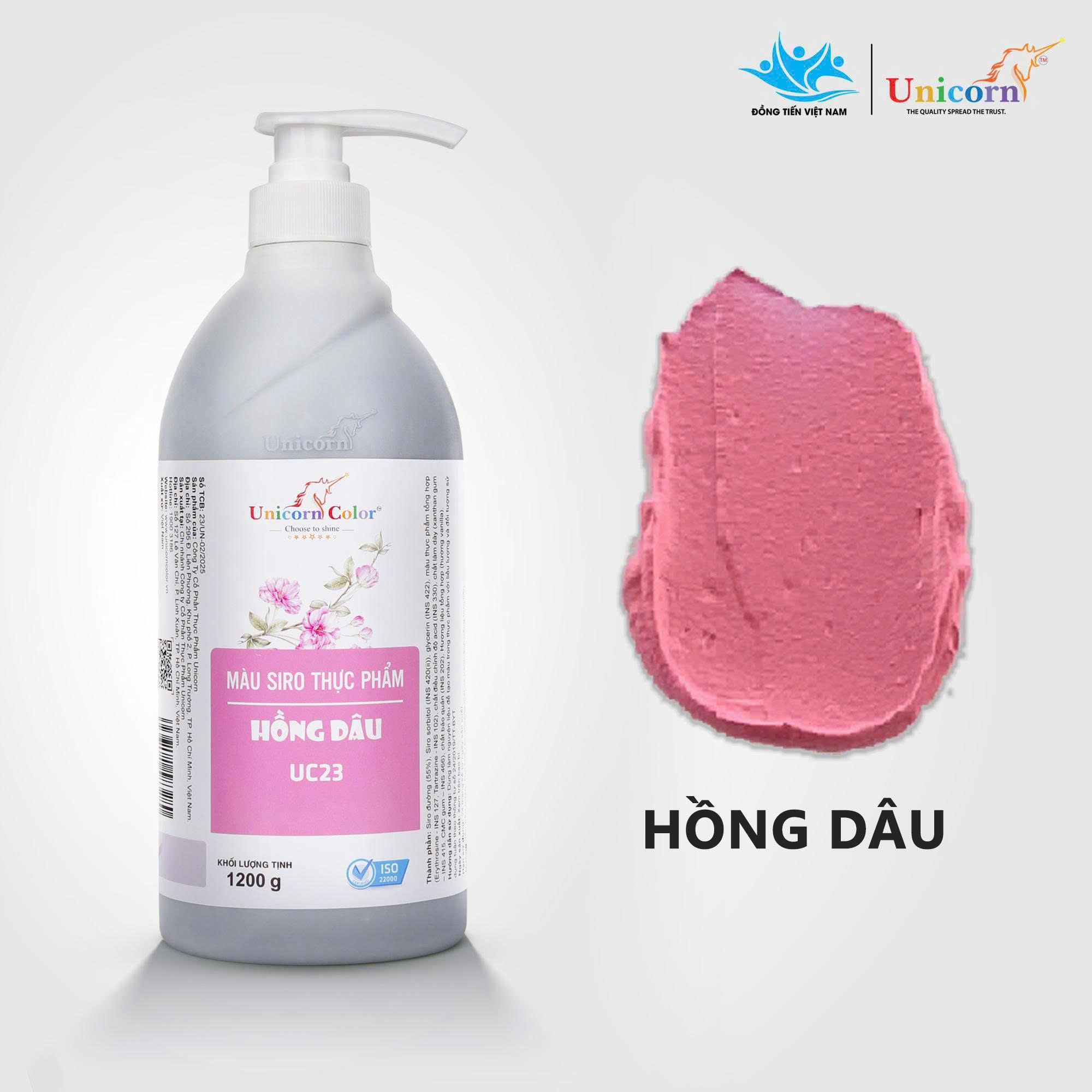 [Chai 1200g] Màu Siro Thực Phẩm Unicorn - Hồng Dâu