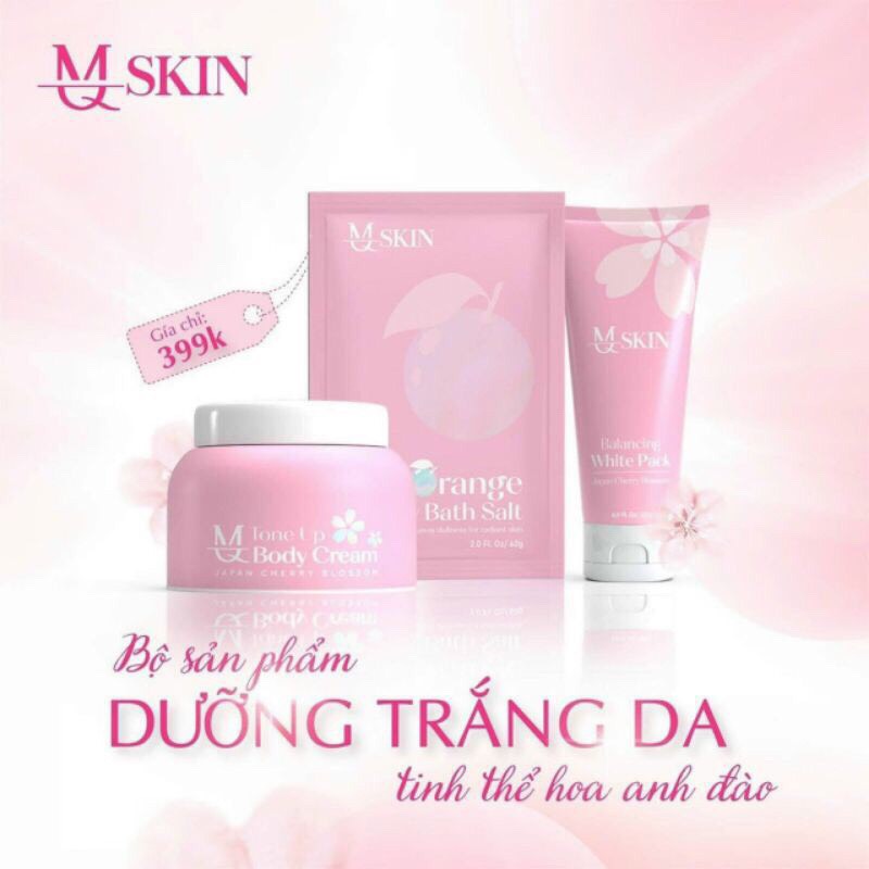 BODY DƯỠNG TRẮNG CHIẾT XUẤT HOA ANH ĐÀO MQ SKIN - TONE UP BODY CREAM