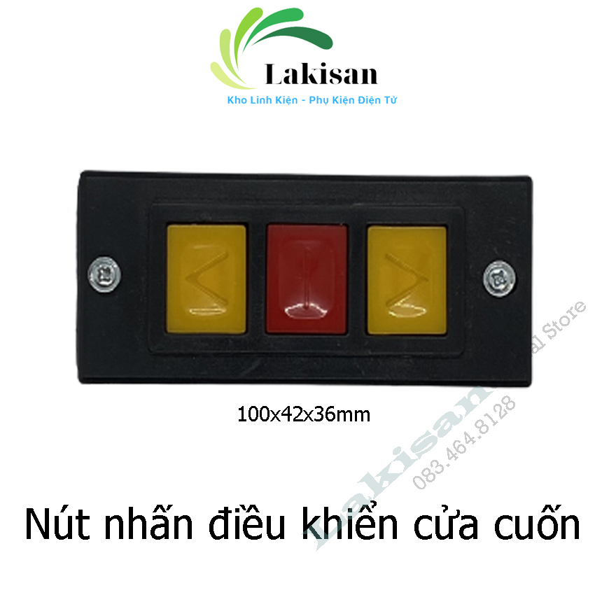 Nút nhấn điều khiển cửa cuốn - Công tắc ấn 3 nút - Màu đen - Lakisan