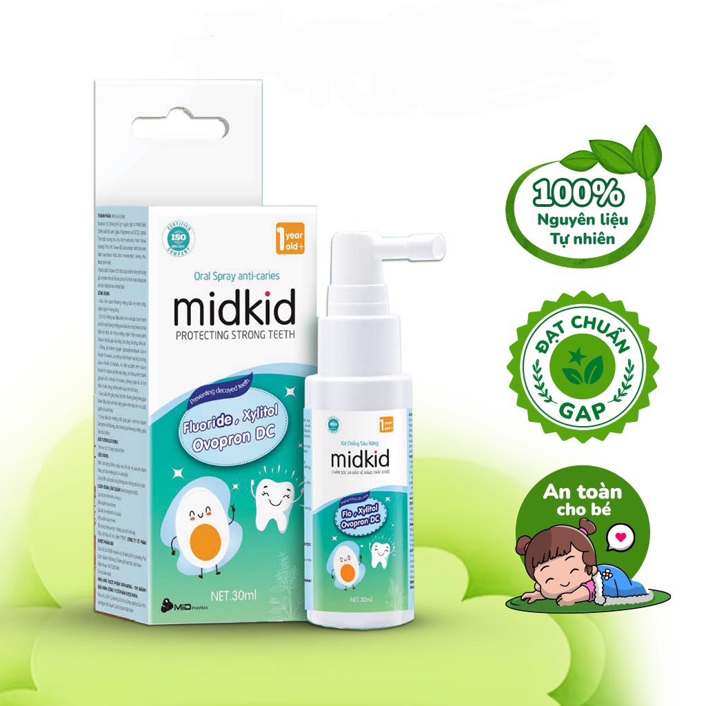 Xịt chống sâu răng Midkid - hết sâu răng, ố vàng, mủn răng chai 30ml