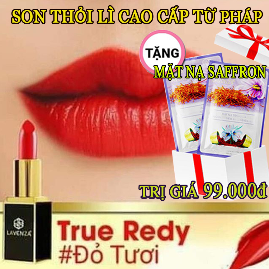 Son thỏi lỳ cao cấp từ pháp lavenza - tặng mặt nạ trắng da saffron