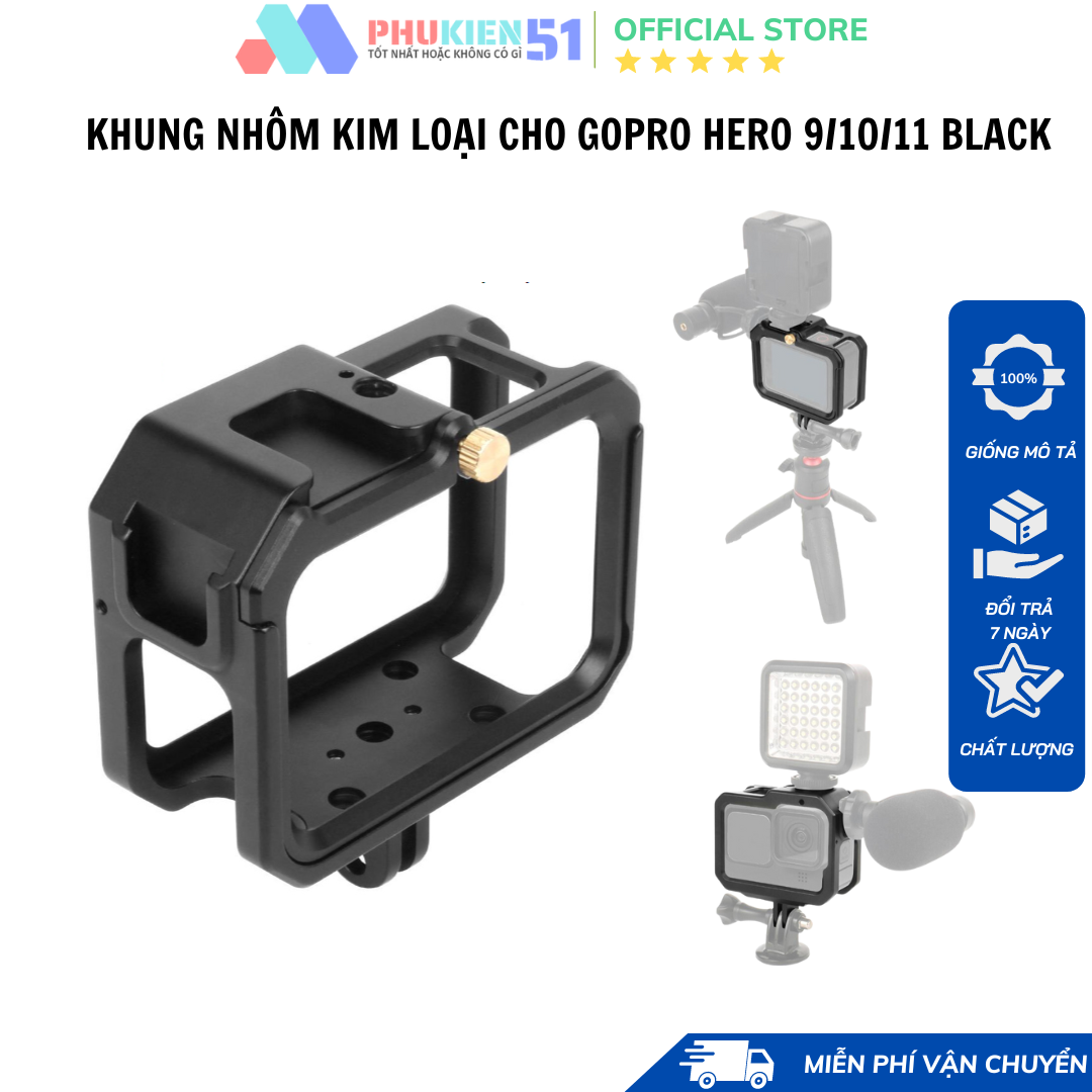 Khung nhôm siêu nhẹ cho gopro hero 9/10/11 black- khung bảo vệ gopro