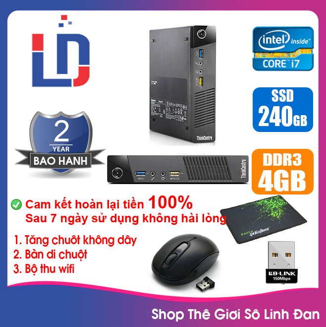 [Trả góp 0%]Case máy tính để bàn mini đồng bộ IBM CPU i7 4790 / RAM 4GB / SSD 240GB