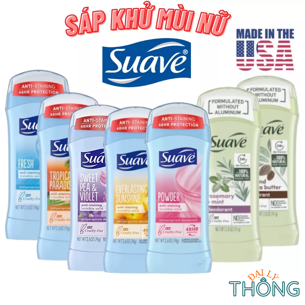Sáp khử mùi hôi nách nữ suave powder | fresh 24 giờ lăn nách nữ mỹ