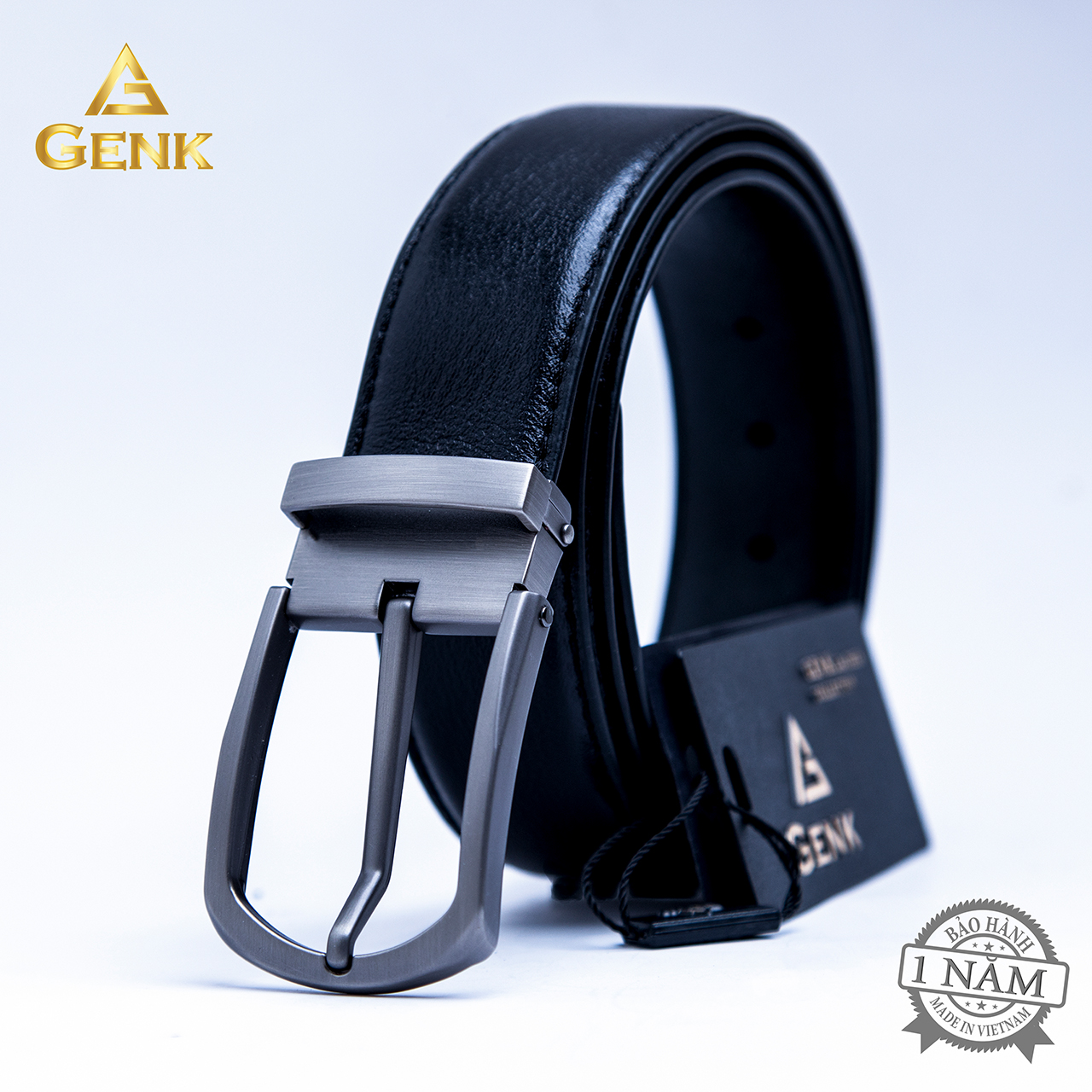 Thắt lưng dây nịt nam da bò nappa cao cấp thương hiệu genk - gdn08