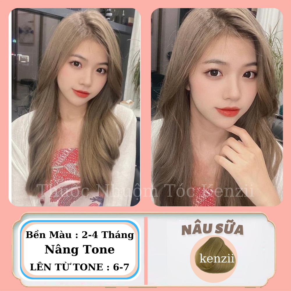 Thuốc Nhuộm Tóc Nâu Sữa Tặng Trợ Nhuộm Kenzii Lên Từ Tone Nâu 6 - 7 | Thuốc Nhuộm Tóc Màu Nâu Sữa tại nhà an toàn