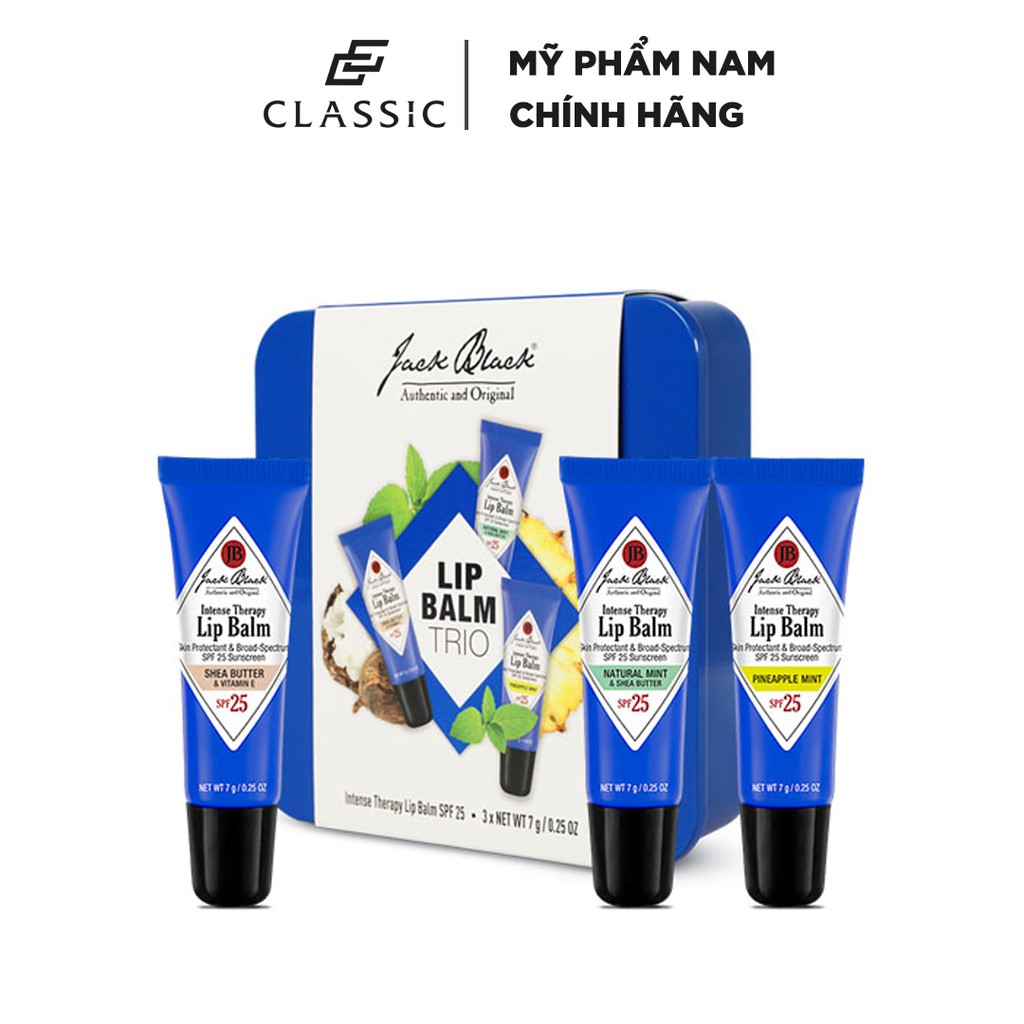 Set Son Dưỡng Jack Black Lip Balm Trio