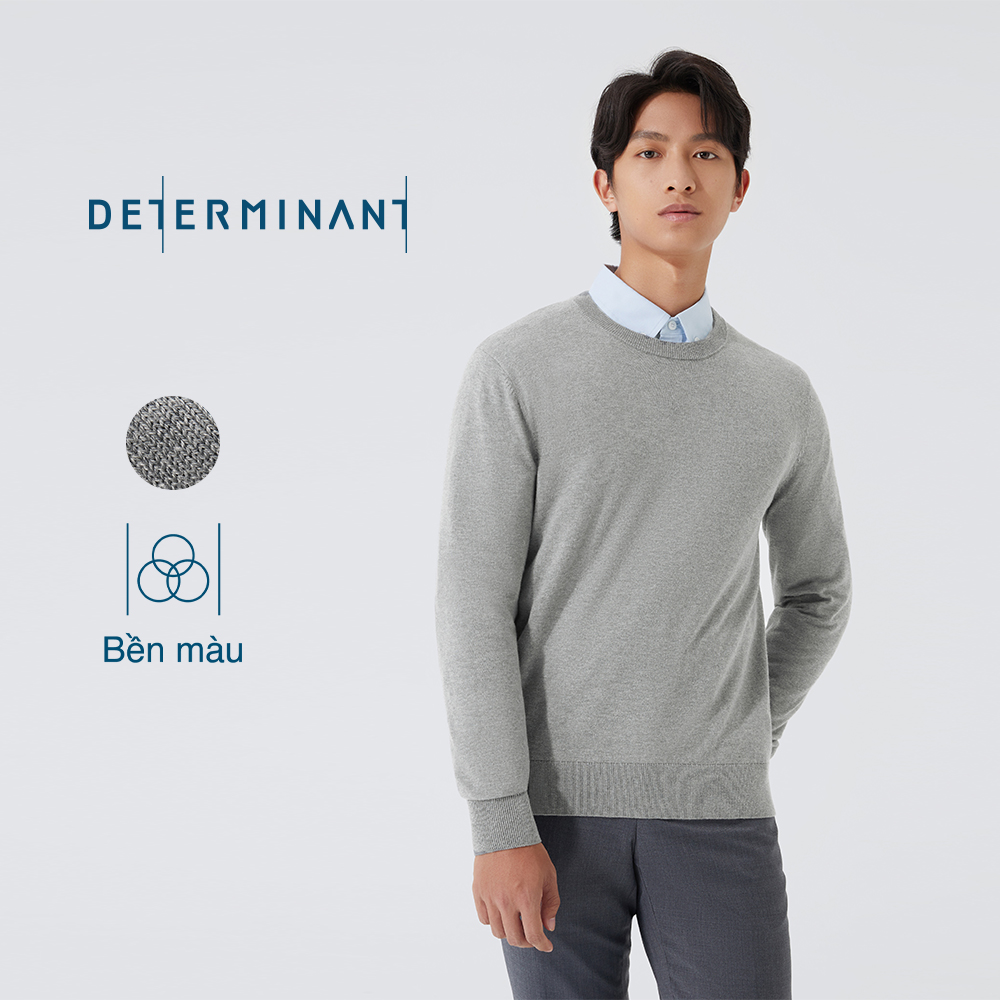 Áo sweater nam len merino cao cấp determinant cổ tròn - cotton/sợi siro wool - xám - grey egbc25