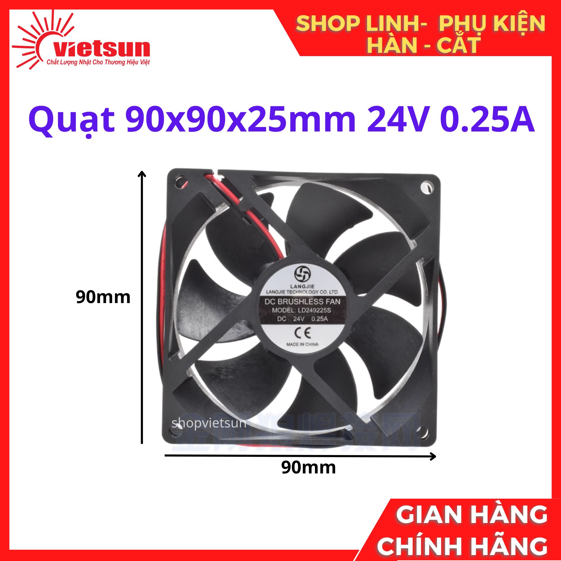 Quạt 90x90x25mm 24v 0.25a, quạt tản nhiệt