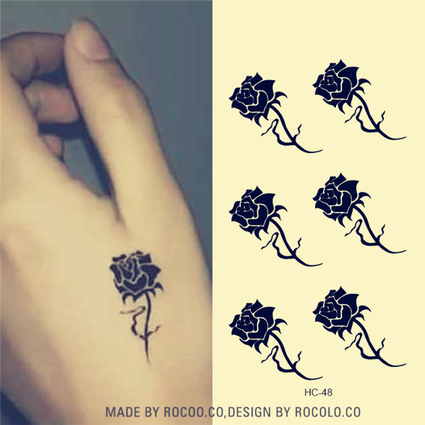 Hình xăm dán nữ hoa hồng đen kích thước 6 x 10 cm, họa tiết tinh xảo, 100% như xăm thật