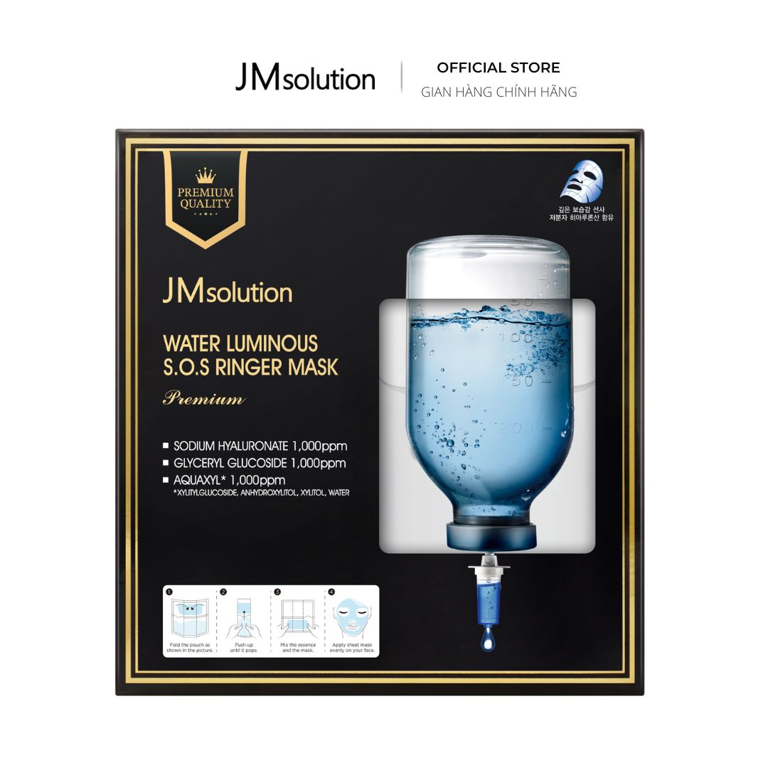 Mặt Nạ Dưỡng Ẩm Cao Cấp JMSOLUTION WATER LUMINOUS S.O.S RINGER MASK PREMIUM(1 Hộp x 5 Miếng)