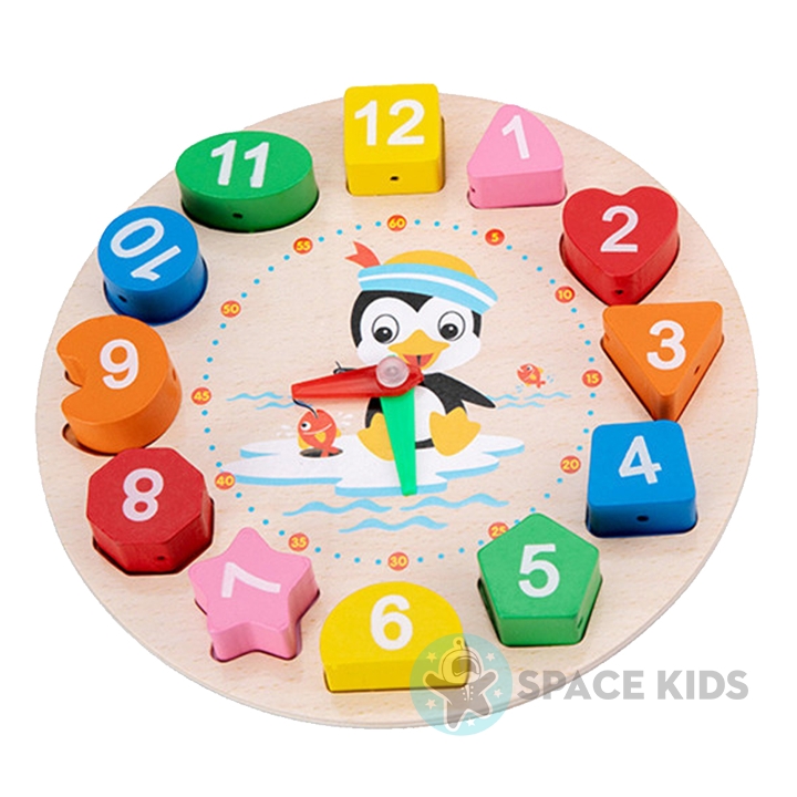 ĐỒ CHƠI CHO BÉ, Đồ chơi ghép số hình khối Đồ chơi đồng hồ gỗ thông minh cho bé học số, hình khối, màu sắc và học xem giờ, đồng hồ cho bé ĐỒ CHƠI THÔNG MINH