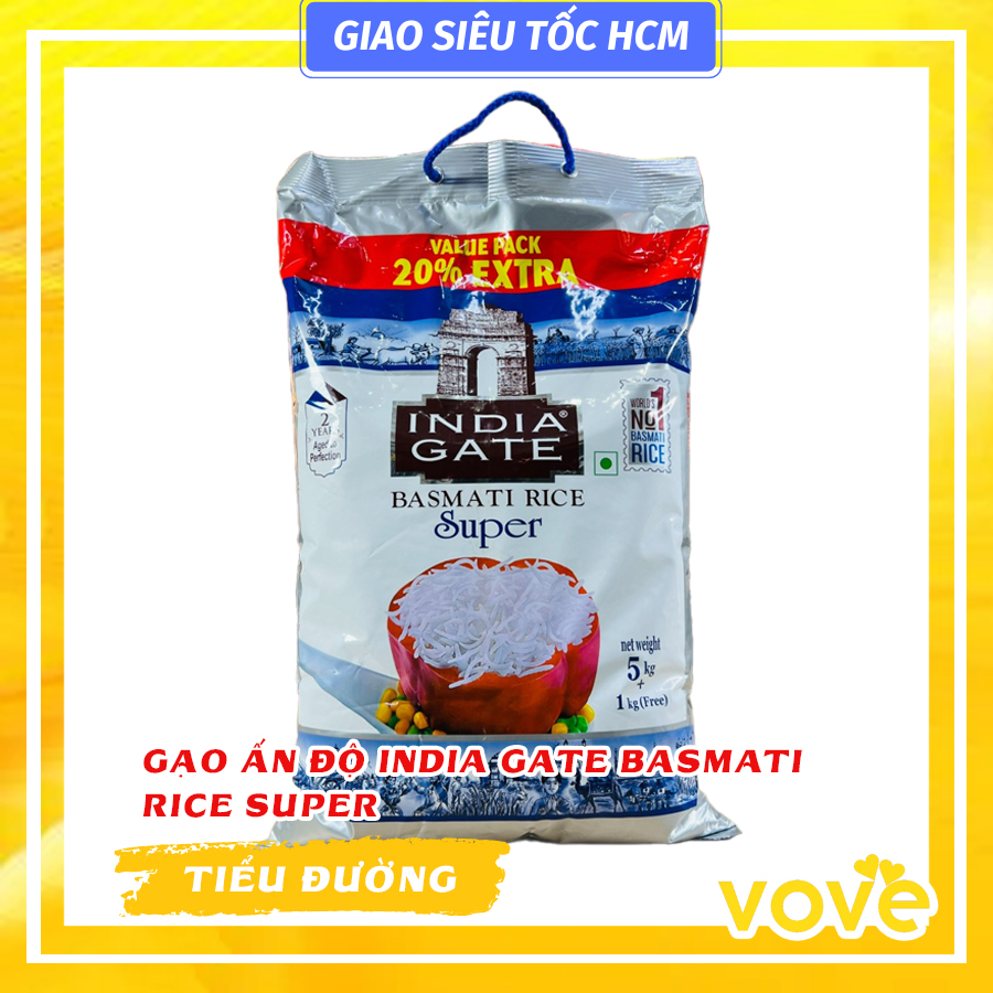 Gạo Ấn Độ Basmati India Gate 6kg cho người tiểu đường