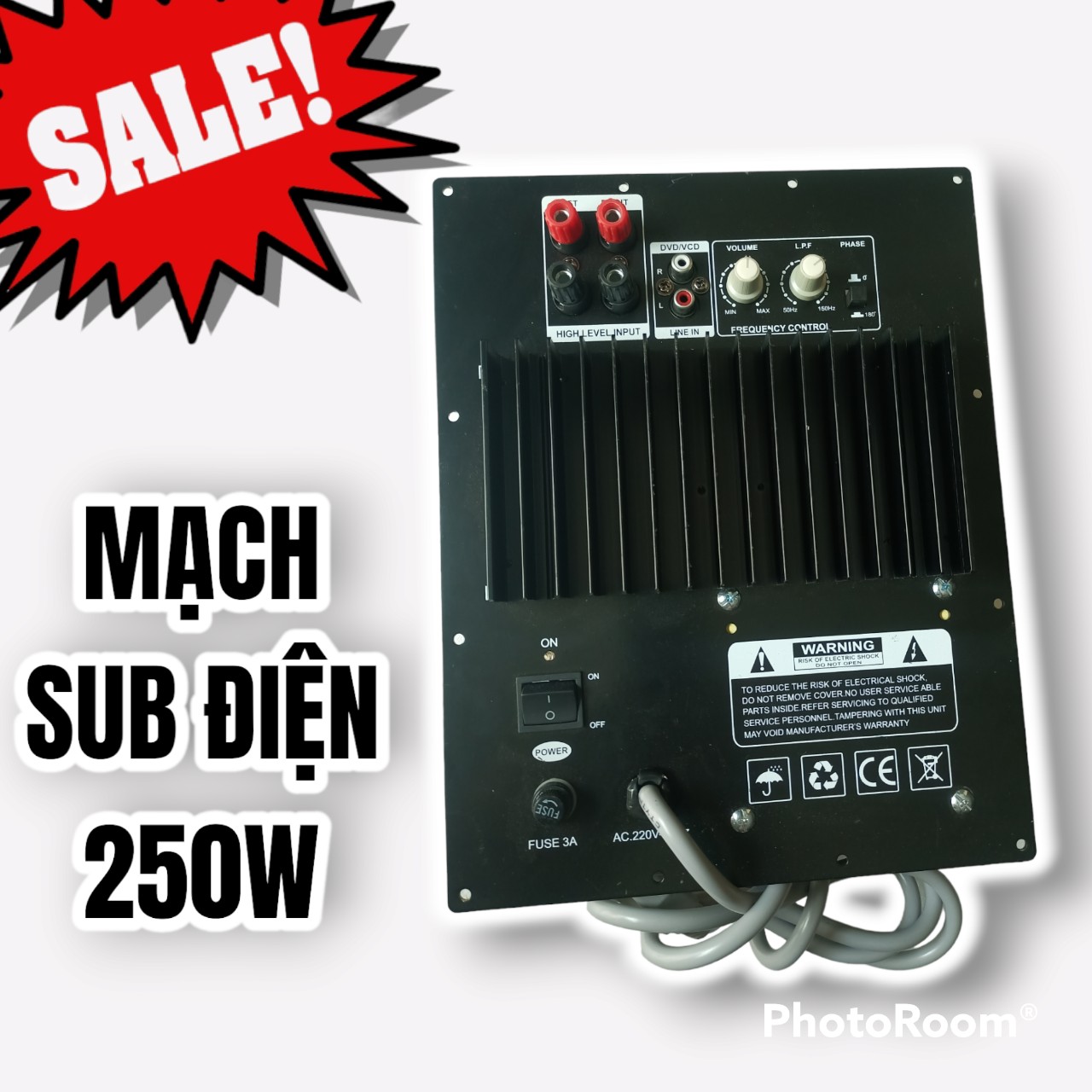 Mạch sub điện siêu trầm 250w, 2 sò, nguồn đồng