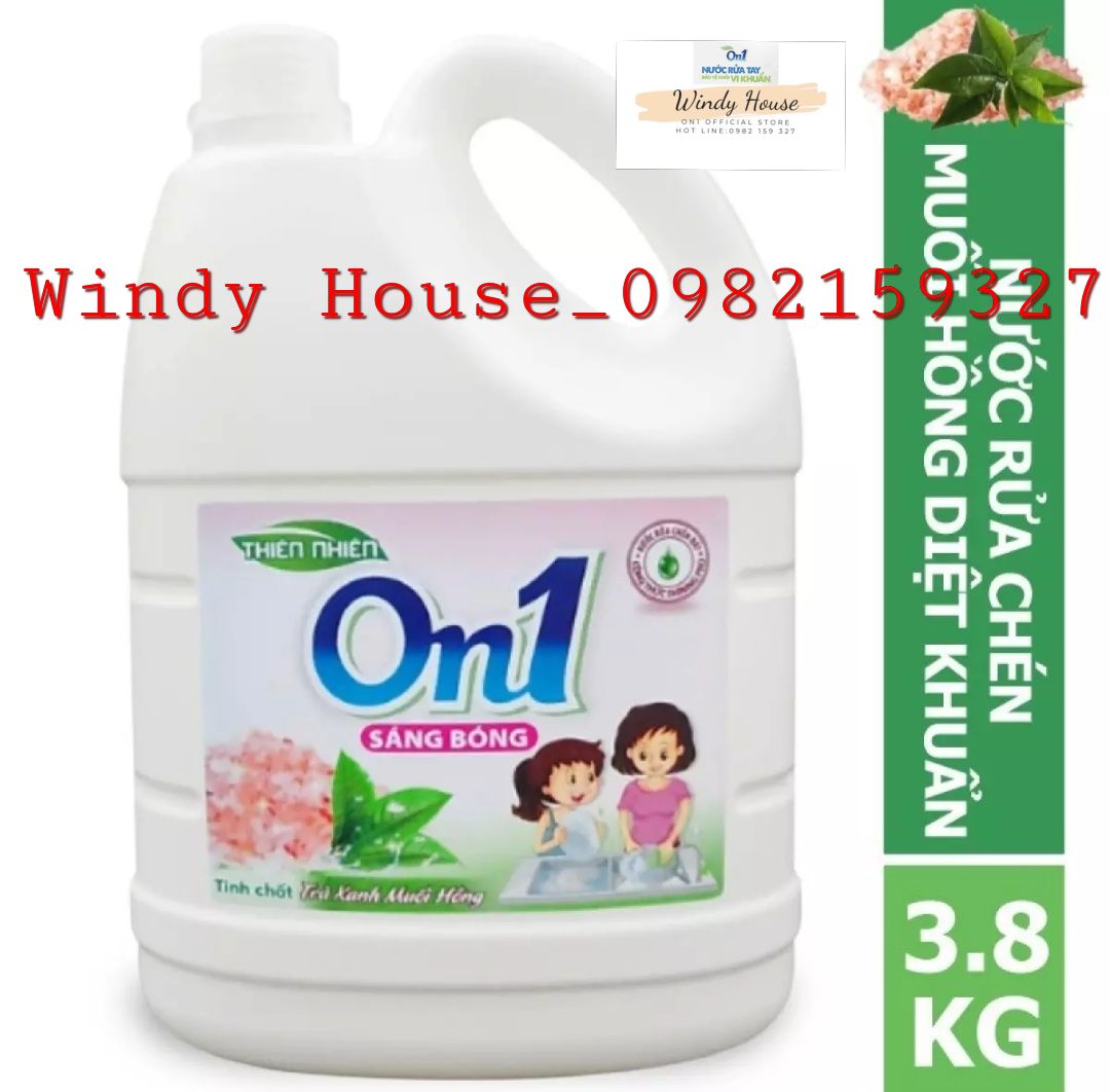 Nước Rửa Chén On1 Hương Muối Hồng Trà Xanh 3.8Kg - Sạch Bóng Vết Dầu Mỡ